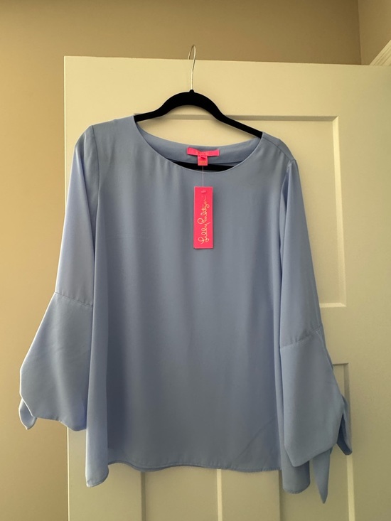 Lilly Pulitzer Tops - LILLY PULITZER LIVINGSTON BLOUSE PERIWINKLE NWT L
